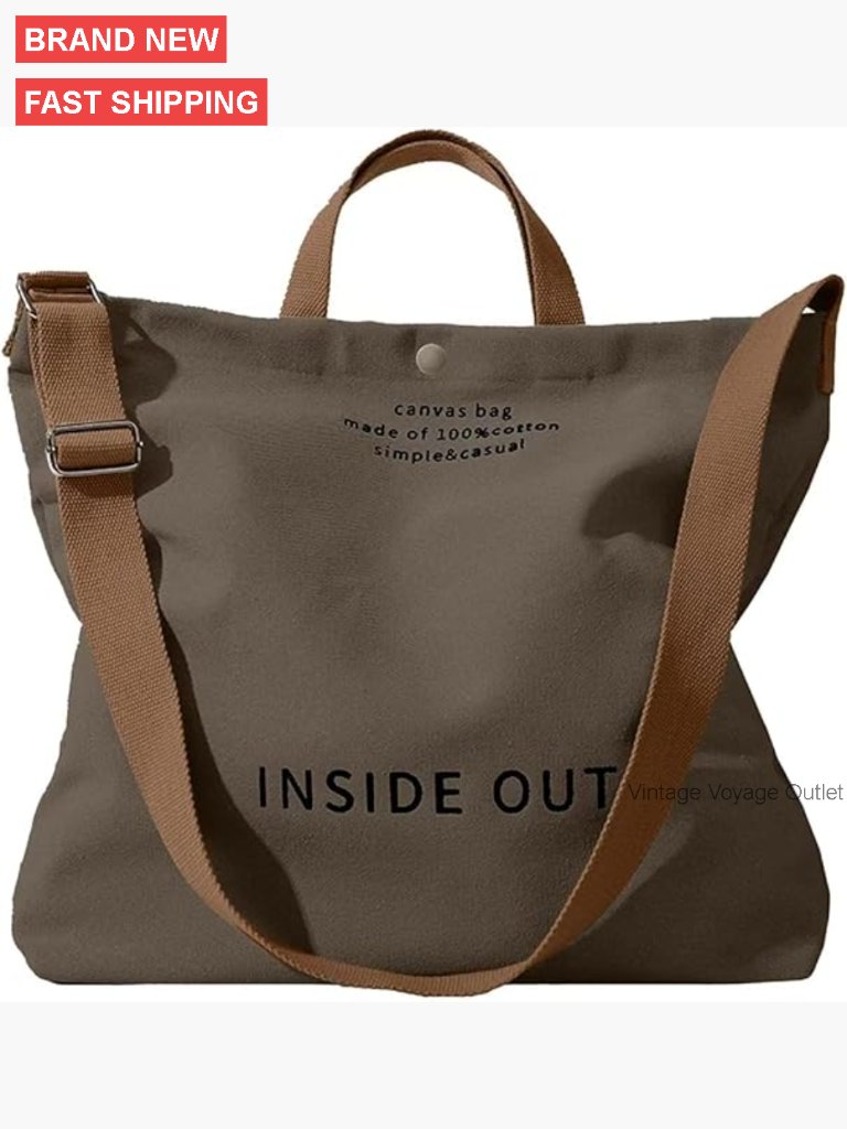 Large Canvas Tote Bag With Adjustable Strap, Crossbody Handbag For Work Travel